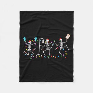 Funny Dancing Skeletons Nicu Er Nurse Registered N Fleece Blanket