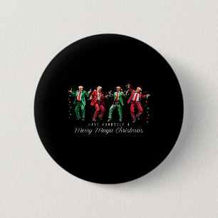 Funny Dancing Trump Merry Mega Christmas President 2 Inch Round Button
