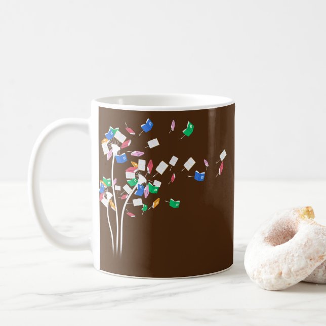 Funny Dandelion Books Gift For Reading Lover Coffee Mug (With Donut)