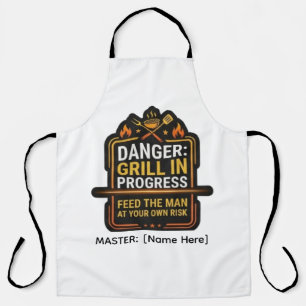 Funny Danger Grill In Progress BBQ Apron – Modern