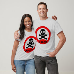 Funny Danger Skull Matching Couple T-Shirts