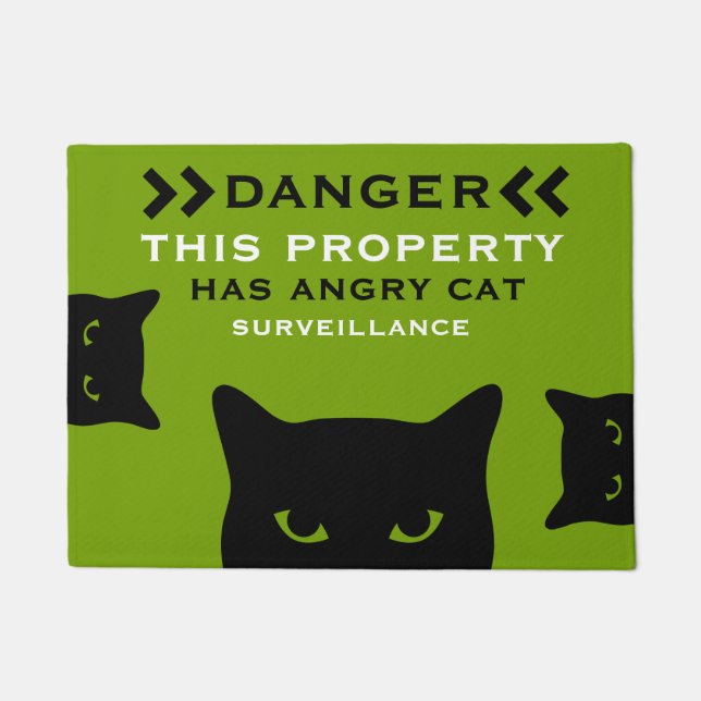 Funny Dangerous Cat Doormat (Front)