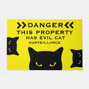 Funny Dangerous Cat Doormat