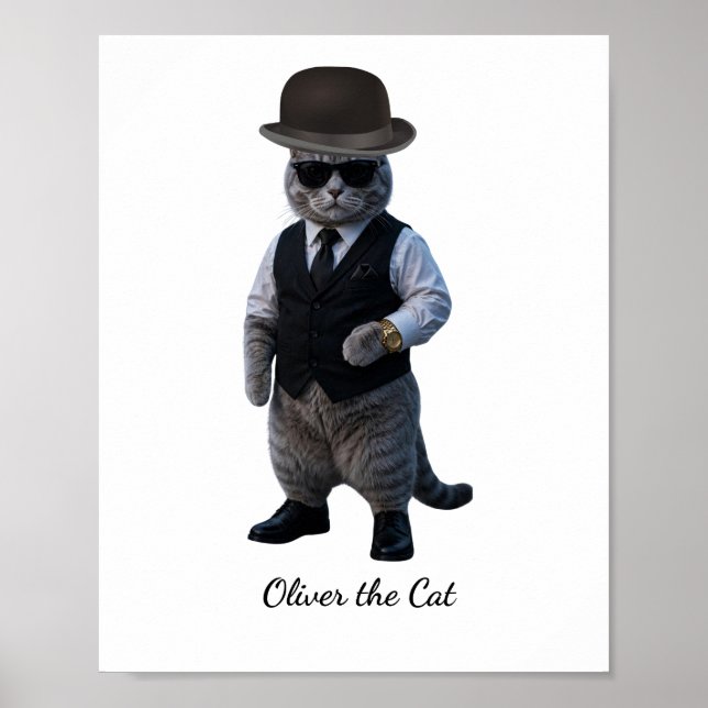 Funny Dapper Cat Gentleman Poster (Front)