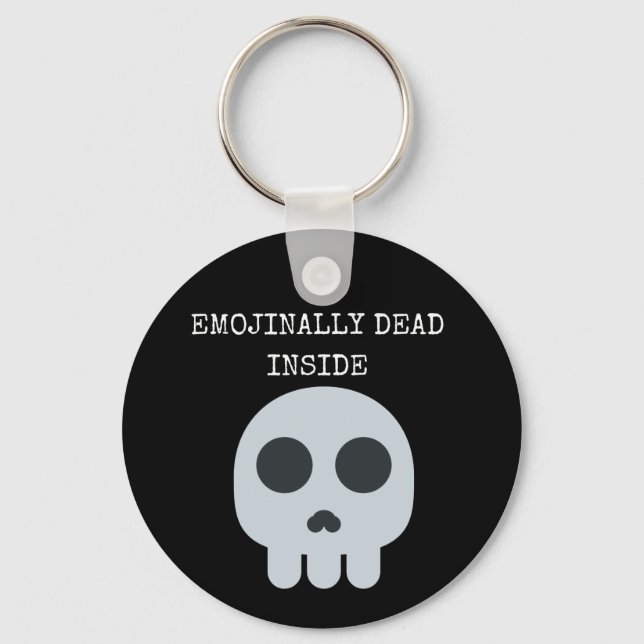 Funny dark skull emoji  keychain (Front)