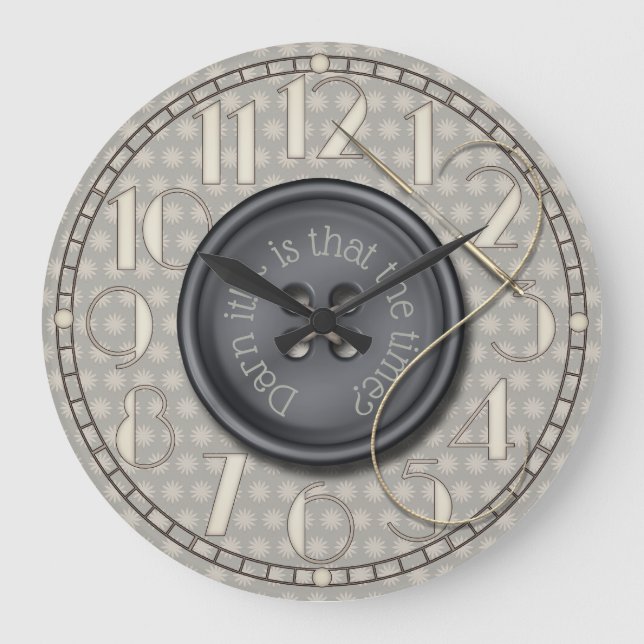 Funny Darn It Sewing Room Large Clock (Front)