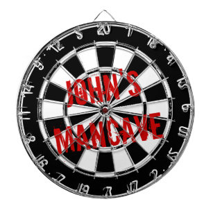 Funny dartboard for men with a grungy mancave