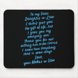 Funny Daughter in Law To My Dear Daughter In Law Mouse Pad