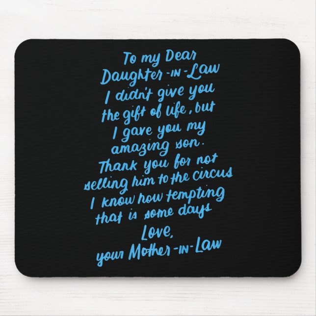 Funny Daughter in Law To My Dear Daughter In Law Mouse Pad (Front)