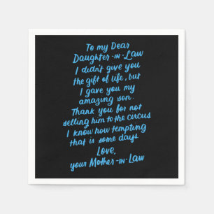 Funny Daughter in Law To My Dear Daughter In Law Napkin
