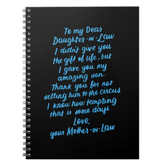 Funny Daughter in Law To My Dear Daughter In Law Notebook
