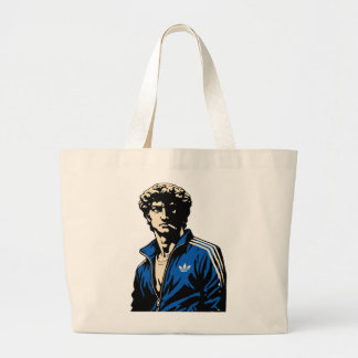 Funny David Michelangelo statue in tracksuit Large Tote Bag