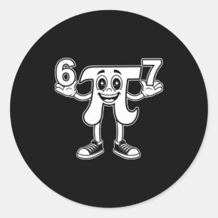 Funny day 3.14 symbol 67 meme math joke gen z humo classic round sticker