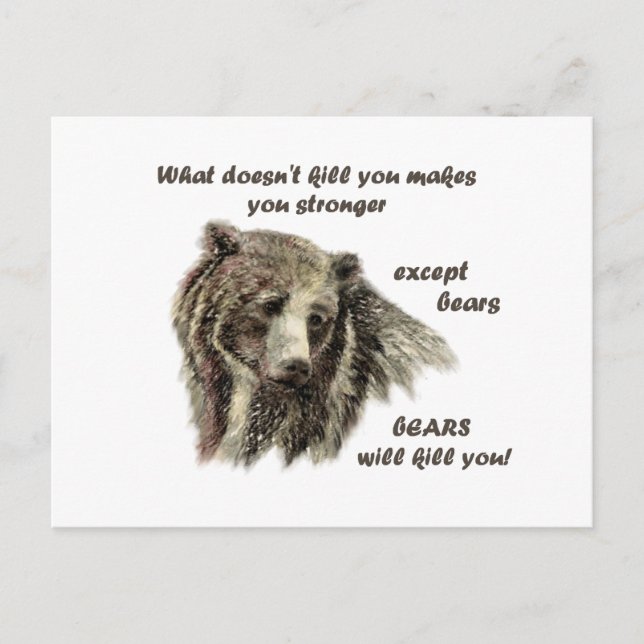 Funny De Motivational Quote Bears kill you Postcard (Front)