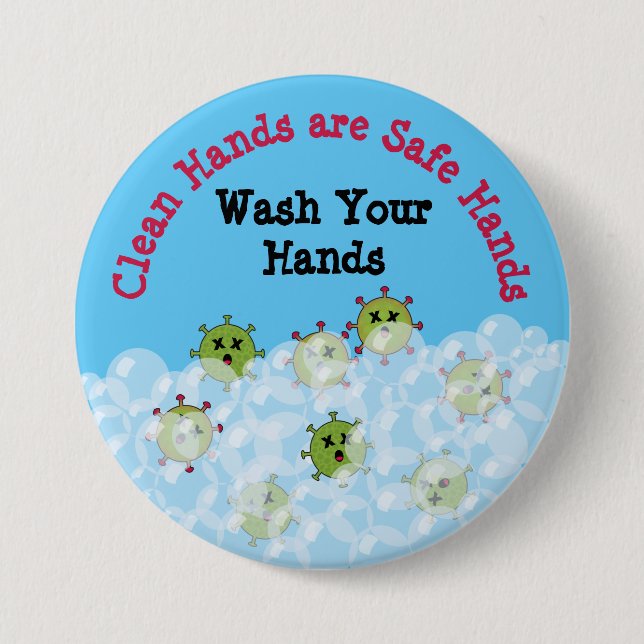 Funny Dead Germs Wash Your Hands 3 Inch Round Button (Front)