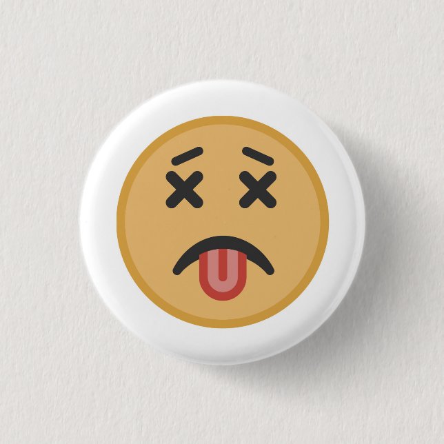 Funny Dead Hangover Tongue Emoji Cartoon 1 Inch Round Button (Front)