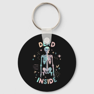 Funny Dead Inside Skeleton Casual Halloween Graphi Keychain