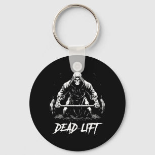 Funny Dead Lift Grim Reaper Halloween Gym Weights Keychain