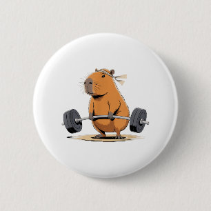 Funny Deadlift Capybara Cute Fitness Capy Gym Love 2 Inch Round Button