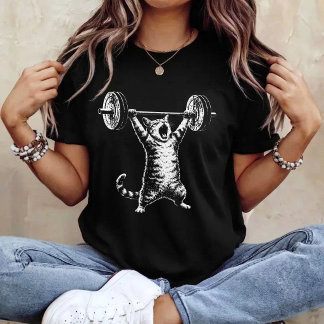 Funny Deadlift Cat Gym Workout T-Shirt