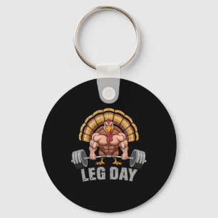 Funny Deadlifting Turkey Leg Day Thanksgiving Dead Keychain
