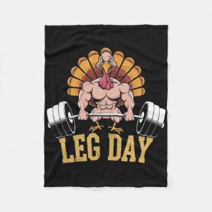 Funny Deadlifting Turkey Thanksgiving Leg Day Dead Fleece Blanket