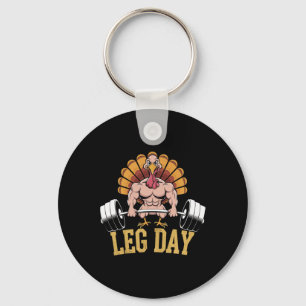Funny Deadlifting Turkey Thanksgiving Leg Day Dead Keychain