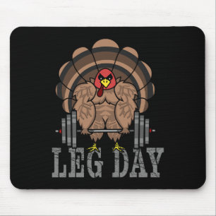 Funny Deadlifting Turkey Thanksgiving Leg Day Dead Mouse Pad