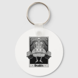 Funny Deadlifts Weightlifter Skeleton Halloween Gy Keychain