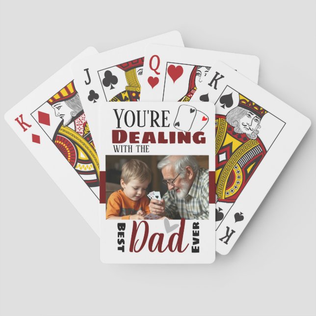 Funny Dealing with the Best Dad One Photo Playing Cards (Back)