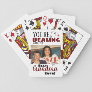Funny Dealing with the Best Grandma One Photo Playing Cards