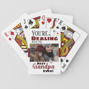 Funny Dealing with the Best Grandpa One Photo Playing Cards