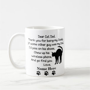 Funny Dear Cat Dad with Custom Name Coffee Mug
