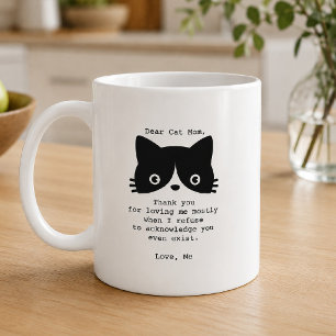 Funny Dear Cat Mom Black White Personalized Mug