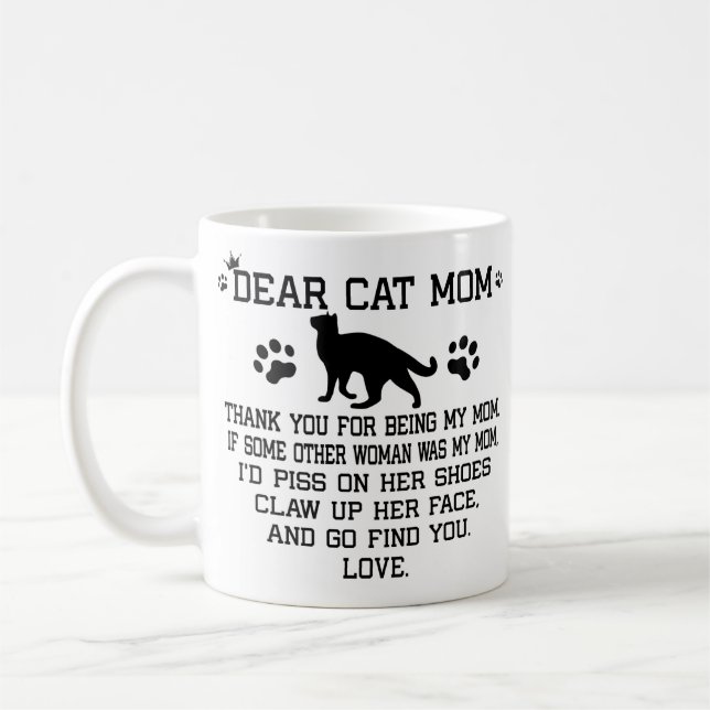 funny Dear Cat mom photo collage and cat's name Coffee Mug (Left)