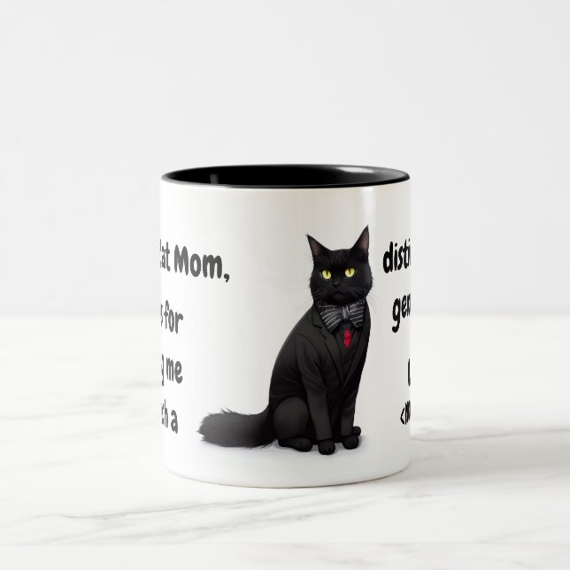 Funny Dear Cat Mom Quote Black Cat Personalized Two-Tone Coffee Mug (Center)