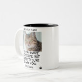 funny Dear cat, Personalized cat's photo and name Two-Tone Coffee Mug (Front Left)