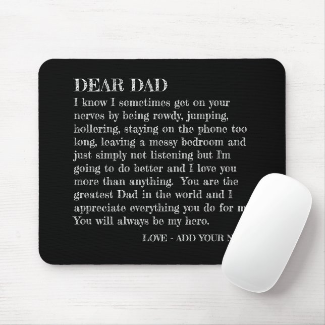 Funny Dear Dad Letter From Daughter Customized  Mouse Pad (With Mouse)