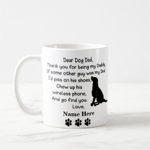 Funny Dear Dog Dad with Custom Name Coffee Mug