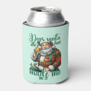 Funny dear Santa beer word art Can Cooler