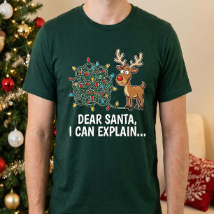 Funny Dear Santa I Can Explain Reindeer Christmas  T-Shirt