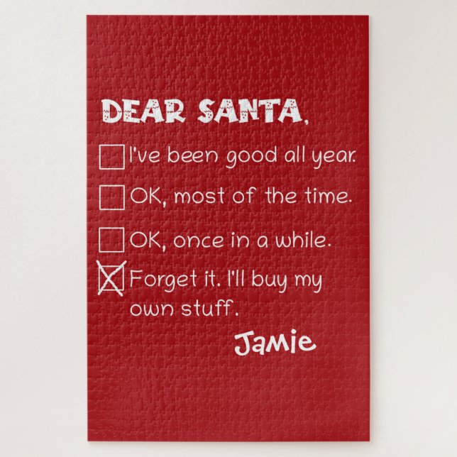Funny Dear Santa I've Been Good Holiday Checklist Jigsaw Puzzle (Vertical)
