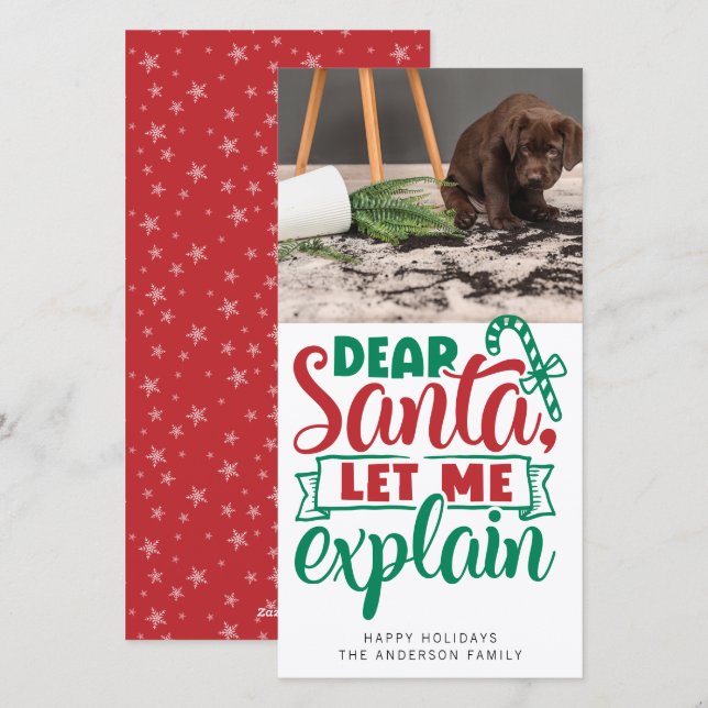 Funny Dear Santa Let Me Explain Photo Holiday Card (Front/Back)
