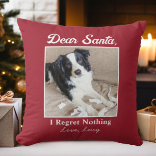 Funny Dear Santa Pet Dog Cat Christmas Photo Throw Pillow