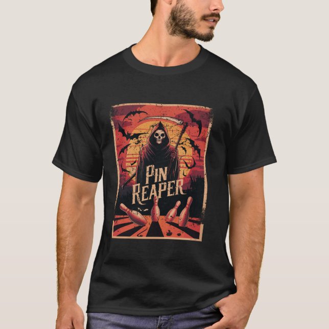 Funny Death Bowling Grim Reaper Bowler Gifts Men O T-Shirt (Front)