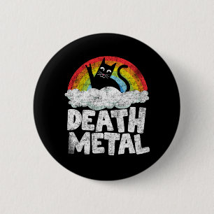 Funny Death Metal Cat Gift Rainbow Heavy Metal 2 Inch Round Button