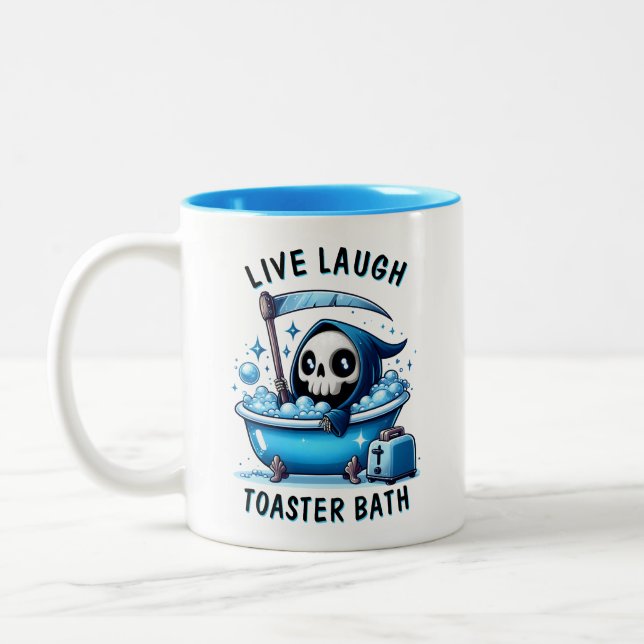 Funny Death Mug, Kawaii Grim Reaper Coffee Cup (Left)