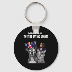 Funny Debate Election 2024 Pets Dog Cat They're Ea Keychain