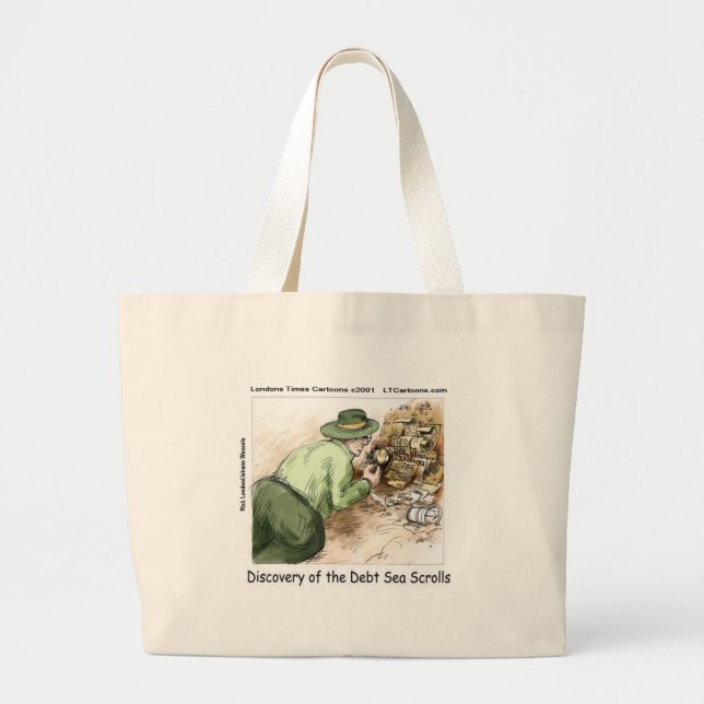 Funny Debt Sea Scrolls Large Tote Bag (Front)