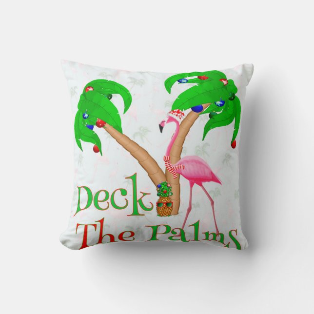 Funny Deck The Palms Throw Pillow (Front)